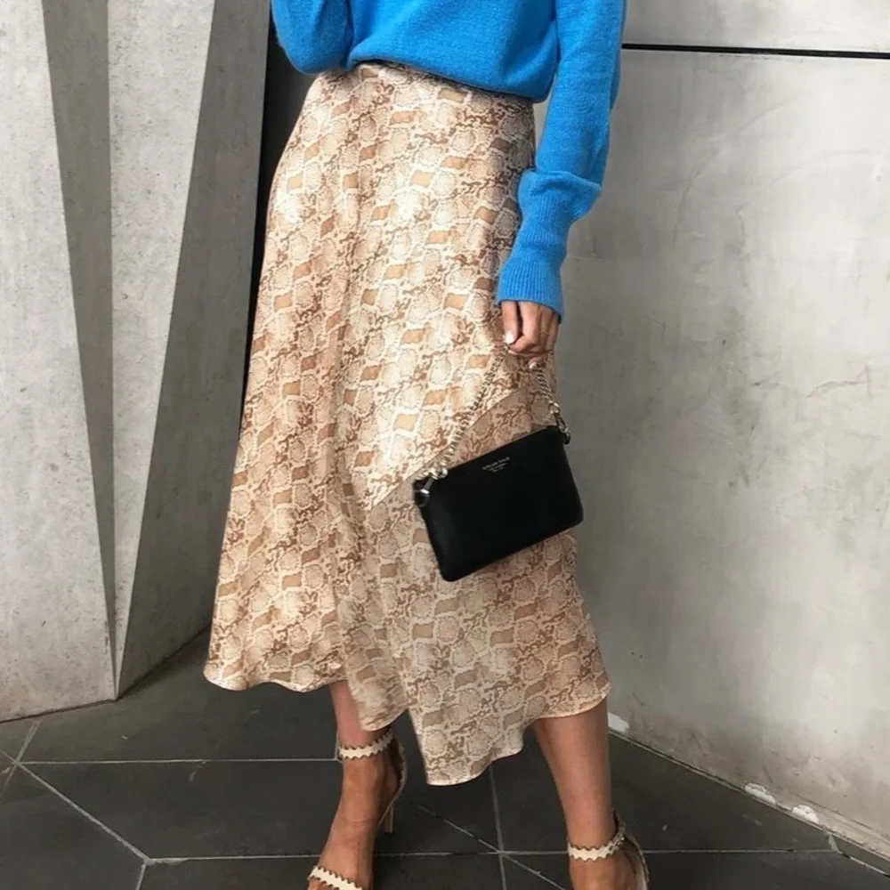 Bec + Bridge Anaconda Silk Flowy Midi Skirt Australian A-Line Size US Size 8 NWT